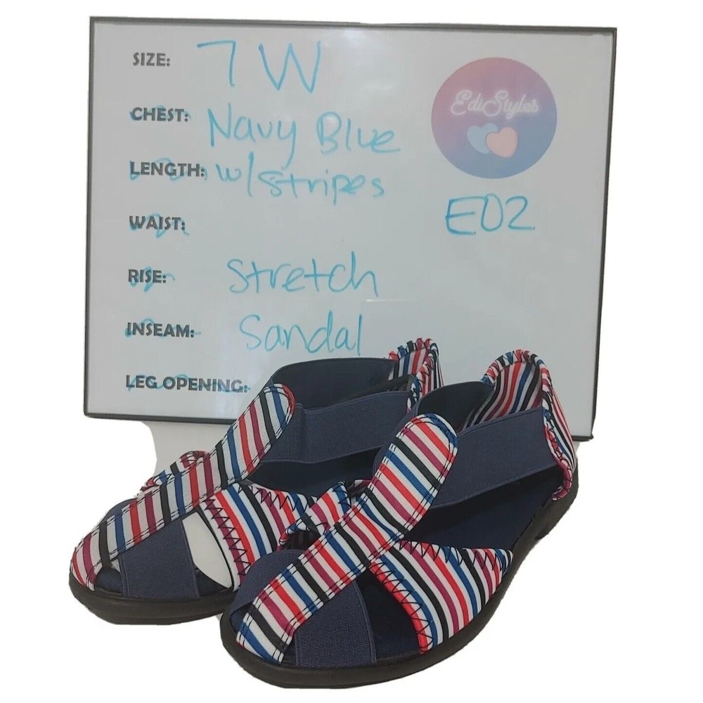 Women's Fisherman Sandals Casual Shoes Berry Stripe Navy 7W Style 50545BRE7W E02 - Picture 11 of 11